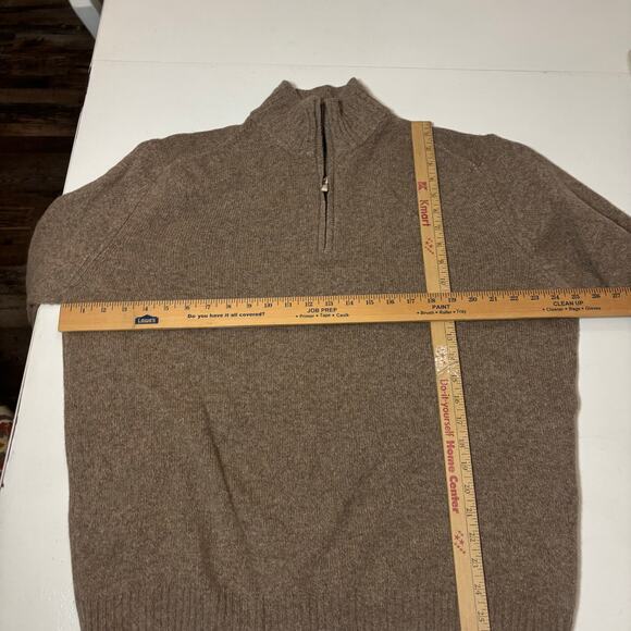 Luigi Baldo 100 % Wool Sweater Quarter zip Taupe Brown Grandpacore old money - Picture 6 of 12